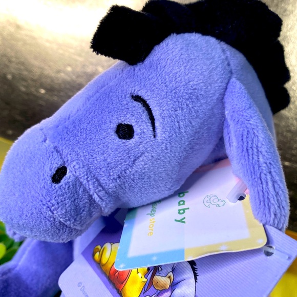 DISNEY STORE EXCLUSIVE VTG 90’s NWT WINNIE THE POOH EEYORE BABY PLUSH w/RATTLE - Picture 2 of 11